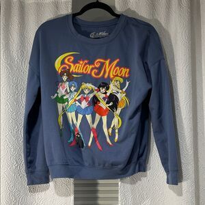 Sailor Moon Blue Graphic Crew Neck Sweater Size Small
